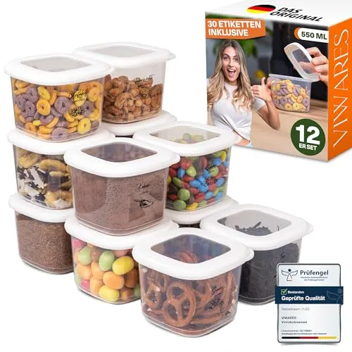 Viwares Vorratsdosen Set - 12er Luftdicht und BPA-Frei - Vorratsdosen-Sets für eine perfekt organisierte Küche. Mit luftdichtem Verschluss bleiben Lebensmittel frisch und aromatisch. Platzsparend stapelbar und spülmaschinenfest für einfachen Gebrauch.