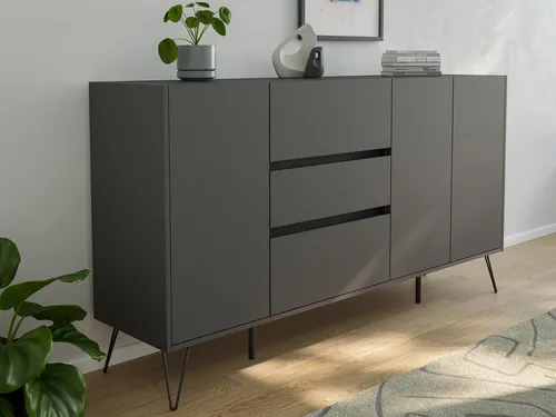 Magnolia Home Kommode Sideboard Yako XL 180cm 3 SoftClose 3 Türen Grafit