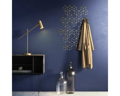moebel-direkt-online Wandgarderobe Stiga - Goldfarbene Design-Wandgarderobe mit 8 Kleiderhaken - Garderobenpaneele mit 8 stabilen Kleiderhaken aus hochwertigem Metall, pflegeleicht und ideal für einen stilvollen Eingangsbereich.