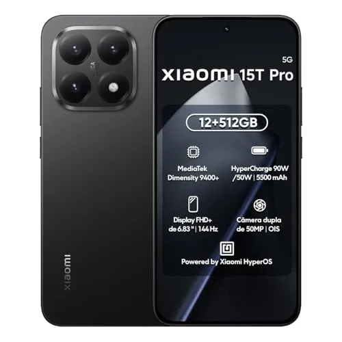Xiaomi 15T Pro 12GB/512GB Black - Smartphone - 6,83" P-OLED Display, 50Mpx Triple-Kamera, wasserdicht nach IP68, 90W Schnellladen, ideal für Fotografie und Multimedia-Enthusiasten.