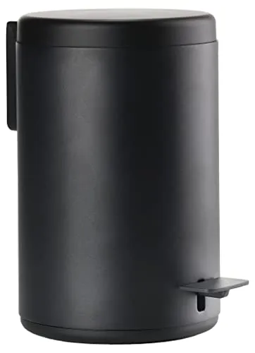 Zone Denmark Rim Mülleimer - Kosmetikeimer für das Bad, 3 Liter, Schwarz - Haushaltszubehör - Eleganter 3-Liter Mülleimer mit Fußpedal, ideal für das Badezimmer und sorgt für stilvolle Ordnung.