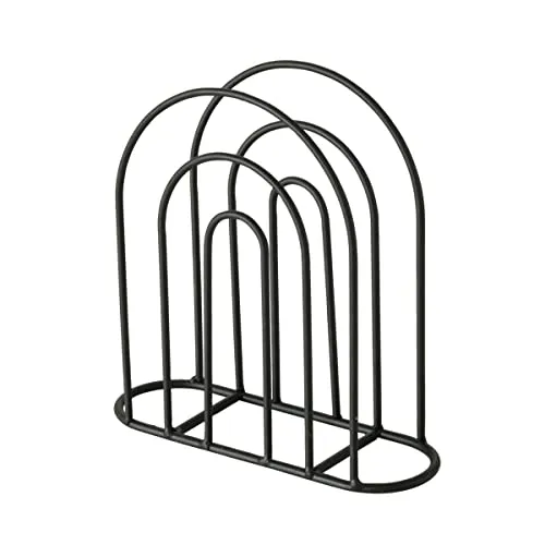 Boltze Serviettenhalter Ronia (Serviettenspender Eisen schwarz, pulverbeschichtet, Maße 18x18x6 cm, für große und kleine Servietten, ovale Form) 2020334