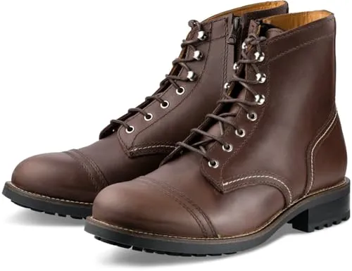 Rokker Moto Ranger Motorrad Schuhe 43 - Retro Vintage Biker Boots in Braun - Motorradstiefel mit mittlerem Schaft und verstärkter Ferse, ideal für Onroad-Fahrten. Aus 100% Leder, perfekt für Frühling bis Herbst.