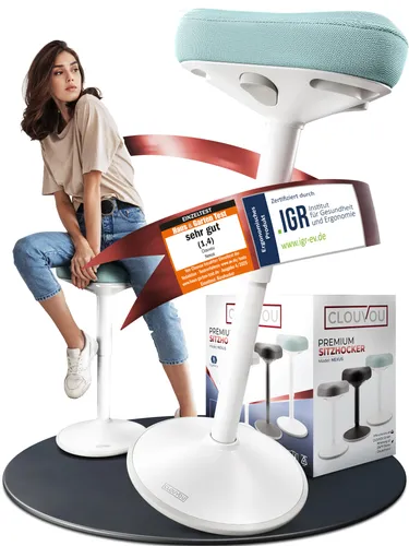 CLOUVOU Arbeitshocker Nexus - Ergonomischer Bürohocker für aktives Sitzen - Ergonomischer Bürostuhl mit höhenverstellbarem Design (57cm bis 82cm) zur Förderung einer gesunden Körperhaltung und Stärkung der Rückenmuskulatur – ideal für Büro und Homeoffice.