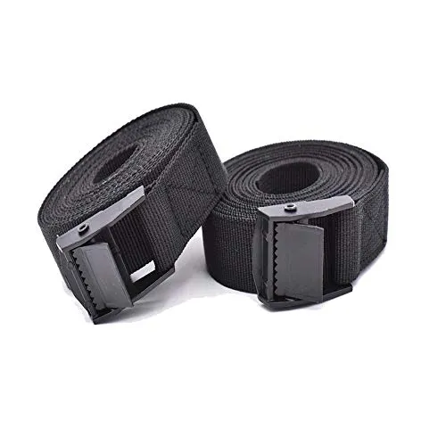 RIO Direct 2 Stück Spanngurt mit Ratsche/Haken 3m, Schwarze Gurtband mit klemmschloss, verstellbare Zurrgurte für Fahrrad, Sackkarre, Motorrad, Lastwagen, Kajaks, Gepäck, Anhängerkupplung
