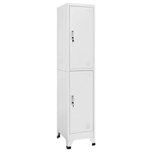 vidaXL Umkleideschrank mit 2 Fächern - Robuster Metallschrank für Umkleideräume - Garderobenschrank mit 2 abschließbaren Fächern, ideal für Betriebe, Schulen oder Büros. Robustes Stahlmaterial sorgt für Langlebigkeit und Sicherheit Ihrer persönlichen Gegenstände.