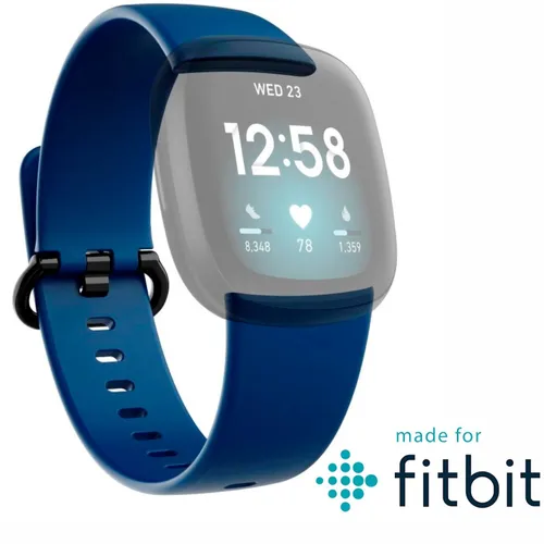 Hama Fitbit Uhrenarmband 22 mm (verstellbares Ersatzarmband für Smartwatch Fitbit Charge 3, Charge 4, Sense, Sense 2, Fitbit Armband zum Tauschen, Wechselarmband aus TPU, Edelstahl Schnalle) blau