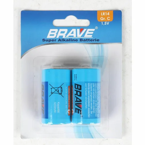 12x Brave Alkaline Batterien C 1,5V LR14 - 2er Set - Einweg-Batterien, langlebig und zuverlässig, ideal für Geräte mit hohem Energiebedarf. Perfekt für den täglichen Gebrauch.