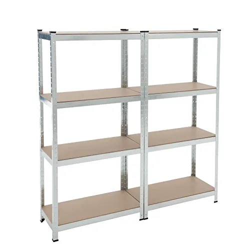ESTEXO Schwerlastregal Steckregal für Keller und Werkstatt - Stabiler Lagerregal aus verzinktem Metall mit MDF-Böden. Schneller Aufbau im Stecksystem, individuell einstellbare Ebenenhöhen. Ideal für Garage, Keller oder Werkstatt. Traglast: 640 kg.