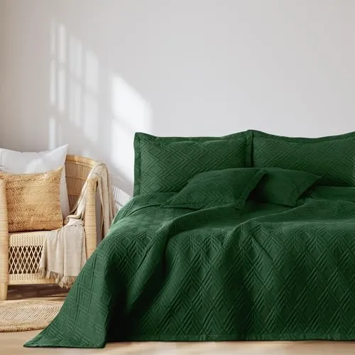 AmeliaHome Tagesdecke Ophelia 170x210 cm - Zweiseitig Dunkelgrün - Bettdecken in Dunkelgrün, zweiseitige Ultrasonic-Steppung, ideal für jeden Wohnbereich und als Geschenk. Pflegeleicht bei 30 Grad waschbar.
