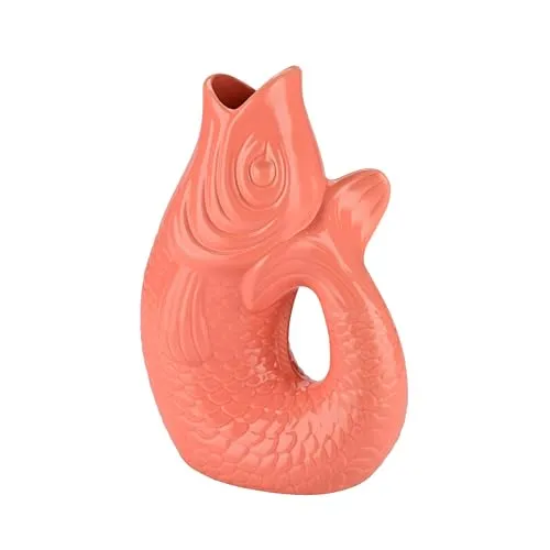 Gift Company Monsieur Carafon Vase - Fisch Design - Vase aus Steingut in Fischform, Farbe: Salmon, ideal für kreative Dekoration und als Blickfang in jedem Raum.