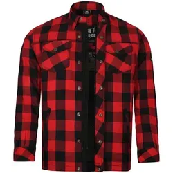 Bores Motorradjacke Lumberjack - Sportliches Jacken-Hemd für Herren - Motorradjacke in rot/schwarz aus atmungsaktivem BORTEXX® Material, winddicht und pflegeleicht, ideal für Biker und Casual-Looks.