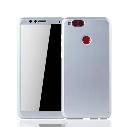 Handyhülle Schutz Case für Huawei Honor 7X Full Cover Displayschutz 360 Silber