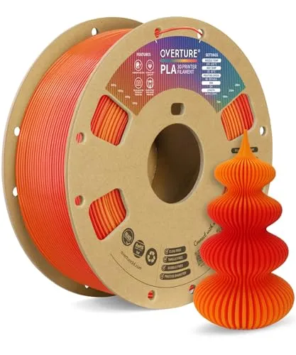 OVERTURE Filament PLA 1.75mm Verbessert, 3D Drucker PLA Filament 1kg Spule (2.2 LBS), Maßgenauigkeit ± 0.02mm für die Meisten FDM 3D Drucker (Tequila Sunrise)