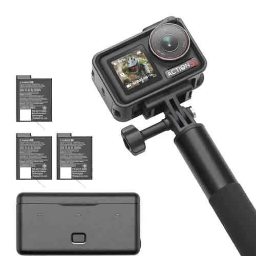 DJI Osmo Action 5 Pro Adventure Combo, Action Cam 4K mit 1/1.3" Sensor, 12 Std. verlängerte Akkulaufzeit mit 3 Akkus, Stabilisierung, Zwei OLED Touchscreens, Unterwasserkamera für Sport, Vlog