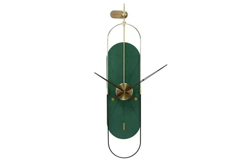 ONZENO Wanduhr THE GREEN PLANET – Handgefertigte Design-Uhr - Edle Wanduhr im Naturdesign, perfekt für Ihr Wohnzimmer. Die ovale grüne Platte mit goldenen und schwarzen Akzenten bringt Stil und Eleganz in jeden Raum.