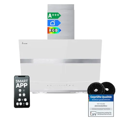 KKT KOLBE HERMES6005WM Dunstabzugshaube 80cm - Dunstabzugshaube mit RGB-W Ambientebeleuchtung, WLAN-Steuerung und neun Leistungsstufen für individuelles Kochen. Ideal für stilvolle Küchen und entspannte Kochmomente.
