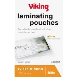 Office Depot Viking Laminierfolien Visitenkarte & Kreditkarte Glänzend 125 Mikron (2 x 125) Transparent 100 Stück