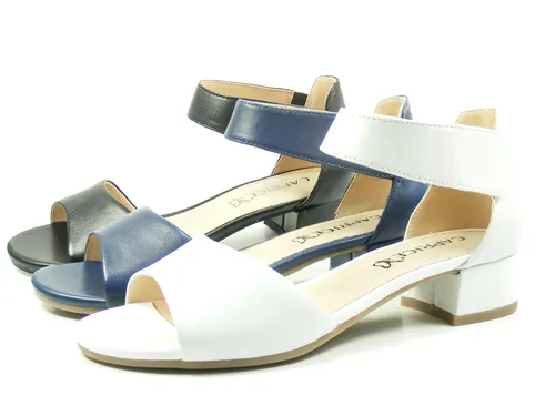 Caprice 9-28212-20 Damen Sandalen Schwarz, Größe 39 - Elegante Damen Sandalen von Caprice aus hochwertigem Leder mit Fesselriemen und Klettverschluss. Bequemer Blockabsatz für optimalen Tragekomfort – ideal für jeden Anlass.