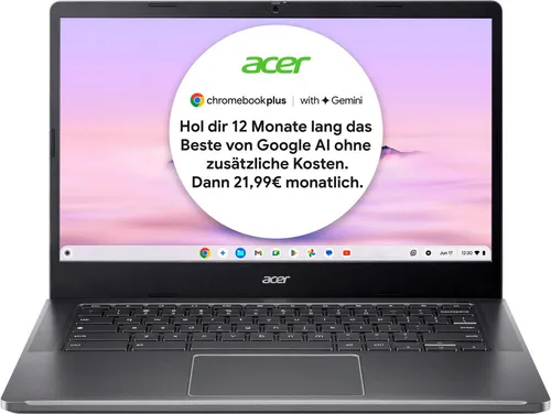 Acer CB514-4H-364N Chromebook - 14 Zoll, Intel Core i3, 256 GB SSD - Laptop mit 14 Zoll Full HD IPS Display, 8 GB RAM und langer Akkulaufzeit von bis zu 11 Stunden, ideal für mobiles Arbeiten und Lernen.