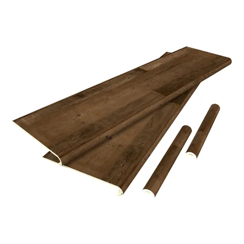 neu.holz Treppenstufen-Set »Bunschoten« 2er Set - Vinylböden für Innenräume, wasserfest und pflegeleicht, ideal zur stilvollen Treppenverkleidung im dunklen Holzton.