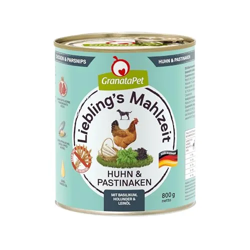 GranataPet Liebling's Mahlzeit Huhn & Pastinaken, Nassfutter für Hunde, Hundefutter ohne Getreide & ohne Zuckerzusätze, Alleinfuttermittel, 6 x 800 g