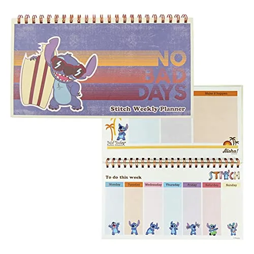 CERDÁ LIFE'S LITTLE MOMENTS Planificador Semanal Pequeño de Espiral de Stitch - Licencia Oficial, Azul, 2100003559