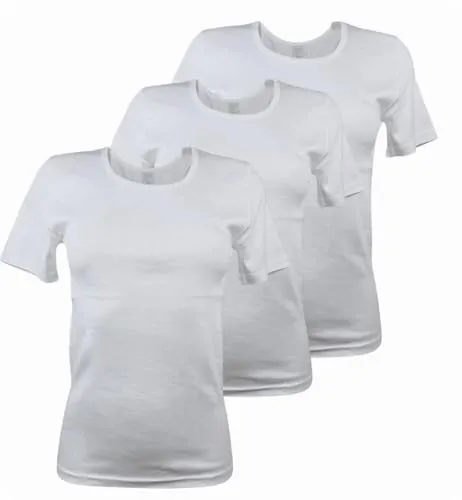 Toker Collection® Unterhemd Damen Unterhemd Unterziehshirt kurzer Arm 100% Baumwolle (DE/NL/SE/PL, Numerisch, 44, 46, Regular, Regular, Weiß)