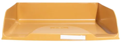 Exacompta 11129D Briefablage Combo Styli Neo Deco - Or cuivré - Briefkörbe im trendigen Art Déco-Design, ideal für Büro und Home Office. Hergestellt aus recyceltem Kunststoff, mit Platz für 500 A4+ Dokumente und Etikettenhalter zur einfachen Identifikation.