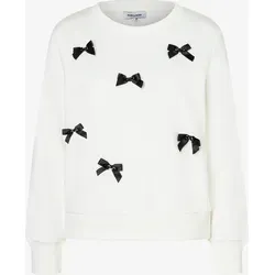 Sweatshirt mit Schleifen von MORE & MORE - Stylisches ecru-farbenes Sweatshirt mit applizierten schwarzen Schleifchen für vielseitige Looks. Ideal für jeden Tag und perfekt kombinierbar mit Hosen oder Röcken. Genießen Sie den Komfort der soften Sweatqualität.