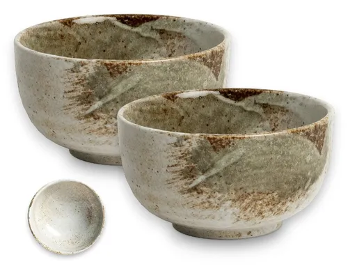 Matcha Bowl aus Porzellan – Japanische Tee-Schale, 400 ml – Hikari 2er Set - Hochwertige Matcha Schale aus Japan, ideal für die Zubereitung von Matcha. Mit ca. 400 ml Volumen und einzigartiger Strukturglasur – spülmaschinen- und mikrowellengeeignet für modernen Genuss.