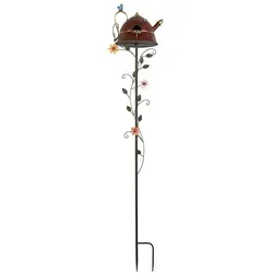 Clayre&Eef Gartenstecker ''Vogelhaus'' - Dekorativ und Stabil - Schöner Gartenstecker aus Metall mit einem stabilen Erdspieß. Ideal für die kreative Gartengestaltung und ein Blickfang in jedem Garten! Maße: (B)27 x (H)147 x (T)24 cm.