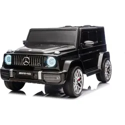 Mercedes-Benz G63 AMG 4x4 elektrisches Kinderauto, Zweisitzer, schwarz mit MP3-Player - Elegantes Mercedes-Benz G63 AMG 4X4 Zweisitzer Elektroauto für Kinder mit Lithium-Batterie, MP3-Player und sicherer Fernbedienung. Ideal für gemeinsame Fahrten und Spaß im Freien.