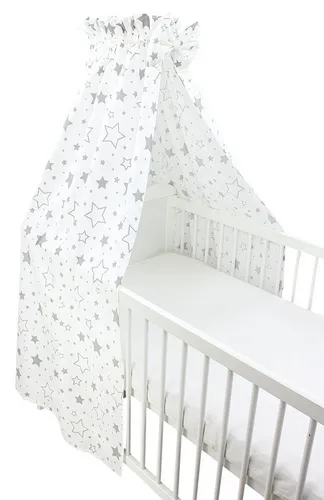 TupTam Betthimmel Babybett Himmel mit Schleifchen, Graue Galaxie - Betthimmel für Babybetten in Grauer Galaxie, aus 100% Baumwolle, sorgt für eine gemütliche und geschützte Schlafumgebung.