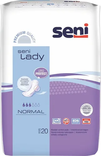 SENI Lady Slim Inkontinenzeinlage normal – 18 Stück - Hochwertige Inkontinenzeinlagen für Damen, ideal für den täglichen Gebrauch. Diskret, saugfähig und angenehm zu tragen.
