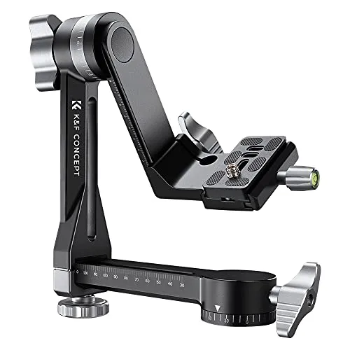 K&F CONCEPT Stativ Gimbalkopf, CNC Aluminiumlegierung Heavy Duty 360° Panorama Stativkopf mit 1/4 Zoll Arca-Swiss Schnellwechselplatte für DSLR-Kameras, Belastbarkeit bis zu 20kg