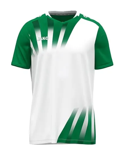 JAKO Unisex Trikot Vintage, Kurzarm, weiß/grün, S - Retro Fußballtrikot für Herren & Damen, atmungsaktiv mit Keep Dry Funktion für besten Tragekomfort und aus 100% recyceltem Polyester für nachhaltigen Sportgenuss.