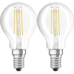 OSRAM Retrofit E14 LED Lampe 4W P40 2-er Pack Filament klar warmweiss wie 40W 4058075434288