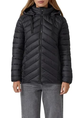 S.OLIVER Damen Outdoorjacke, Gr. 36, schwarz - Funktionsjacke mit abnehmbarer Kapuze, ideal für aktive Frauen, die auch bei kühlem Wetter stilvoll unterwegs sein möchten.