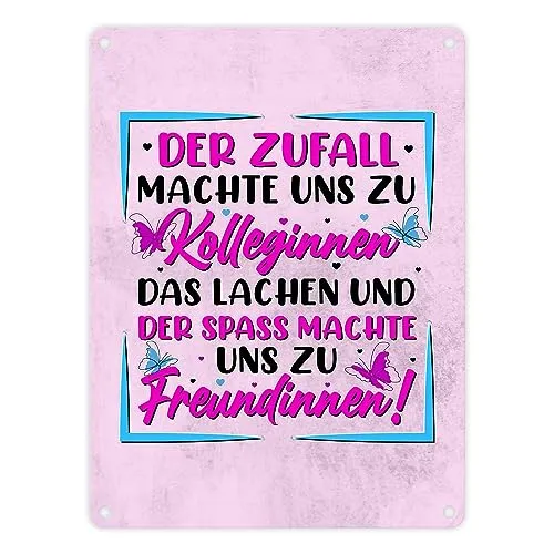 Der Zufall machte uns zu Kolleginnen Metallschild in 15x20 cm mit Spruch zum Thema Freundschaft perfekt zum Geburtstag oder Abschied schenken Freundin Schild Freundinnen Blechschild Kollegin