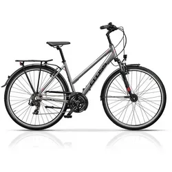 Airtracks 28 Zoll Damen Trekking Fahrrad Area Lady - E-Bike mit 21-Gang Shimano Schaltung, höhenverstellbarem Vorbau und kompletten Beleuchtungsset für sicheres Fahren bei jedem Wetter.
