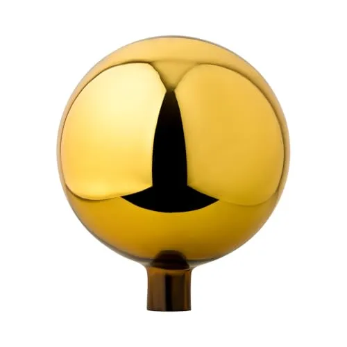 VERDOBA - Handgefertigte Rosenkugel für den Garten - Deko Kugel in Gold (20 cm) - Gartenkugeln aus Glas in Handarbeit gefertigt, ideal für farbenfrohe Akzente im Garten oder auf der Terrasse. Die verspiegelt Innenfläche sorgt für faszinierende Reflexionen.