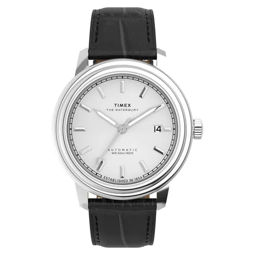 Timex TW2Y22900 Waterbury Metropolitan Automatik 41 mm Herrenuhr - Herrenarmbanduhr mit elegantem Lederarmband und 41 mm Gehäuse. Diese Automatikuhr bietet eine präzise Datumsanzeige und ist bis 50 m wasserdicht. Ideal für stilbewusste Männer!