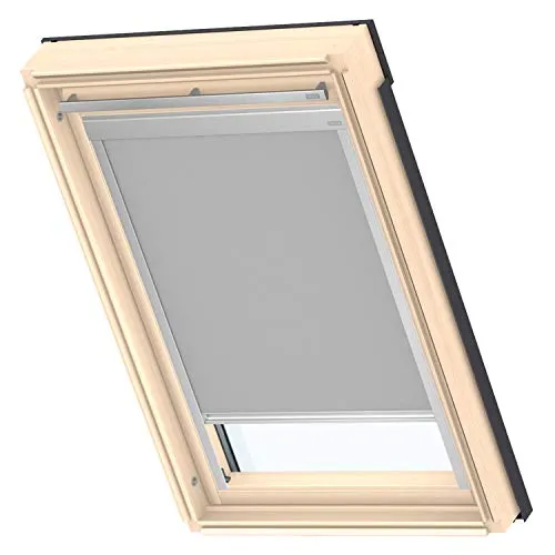 VELUX Original Dachfenster Verdunkelungsrollo Classic, Grau, für S08 - Seitenzug- & Springrollos, manuelle stufenlose Positionierung für fast vollständige Verdunkelung, passgenau und einfach zu installieren - ideal für den Austausch alter Rollos.