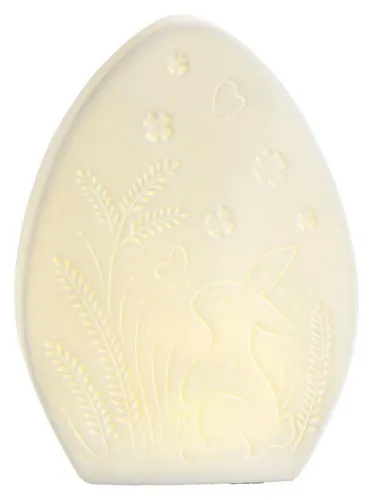 casa NOVA LED Dekolicht LEMMY, Weiß, Porzellan, Batteriebetrieben - Stimmungsvolles LED-Deko-Osterei aus weißem Porzellan mit österlichen Motiven. Integrierte warmweiße Beleuchtung für eine festliche Atmosphäre. Flexibel einsetzbar dank Batteriebetrieb.