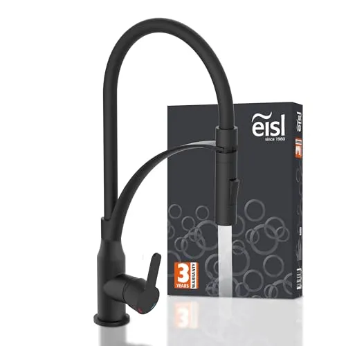 EISL NI183CARB CARNEO Küchenarmatur - Moderne Armatur in Schwarz mit ausziehbarer Brause und Wassersparfunktion, ideal für hohe Gefäße und doppelte Spülen. Einfache Montage ohne Klempner!