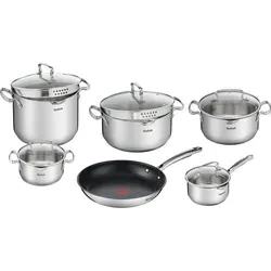 Tefal 11er Set Geschirr Duetto G732SB55 - 11-teiliges Edelstahl-Set mit Antihaftbeschichtung und Thermo-Signal, ideal für alle Herdarten und spülmaschinenfest – perfektes Kochen für jede Gelegenheit!