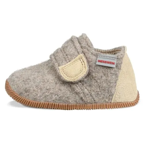 Giesswein Unisex Kinder Oberstaufen Hausschuhe – Atmungsaktive Wolle - Hausschuhe aus 100% Wolle, atmungsaktiv und hautfreundlich. Mit rutschfester Gummisohle für optimale Trittsicherheit – perfekt für erste Schritte und Toben im Kindergarten.
