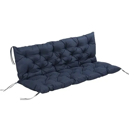 Outsunny Bankauflage - 98Lx150Wx8Hcm - Blau - Auflage für Gartenbank, verbessert den Sitzkomfort mit dicker Schaumstofffüllung und robustem Polyestergewebe, ideal für Metall- oder Holzbanken.