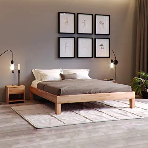 Krok Wood Massivholzbett Jana 140 cm x 200 cm - Massivholzbett aus Buche, stabil und langlebig, ideal für erholsamen Schlaf in jedem Schlafzimmer.